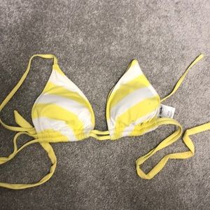 Yellow & White stripped bikini top